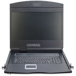 Digitus Modulare Konsole mit 483cm 19" TFT 1 Port KVM & Touchpad deutsche Tastatur RAL 9005 - schwarz