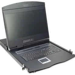 Digitus Modulare Konsole mit 483cm 19" TFT 1 Port KVM & Touchpad deutsche Tastatur RAL 9005 - schwarz