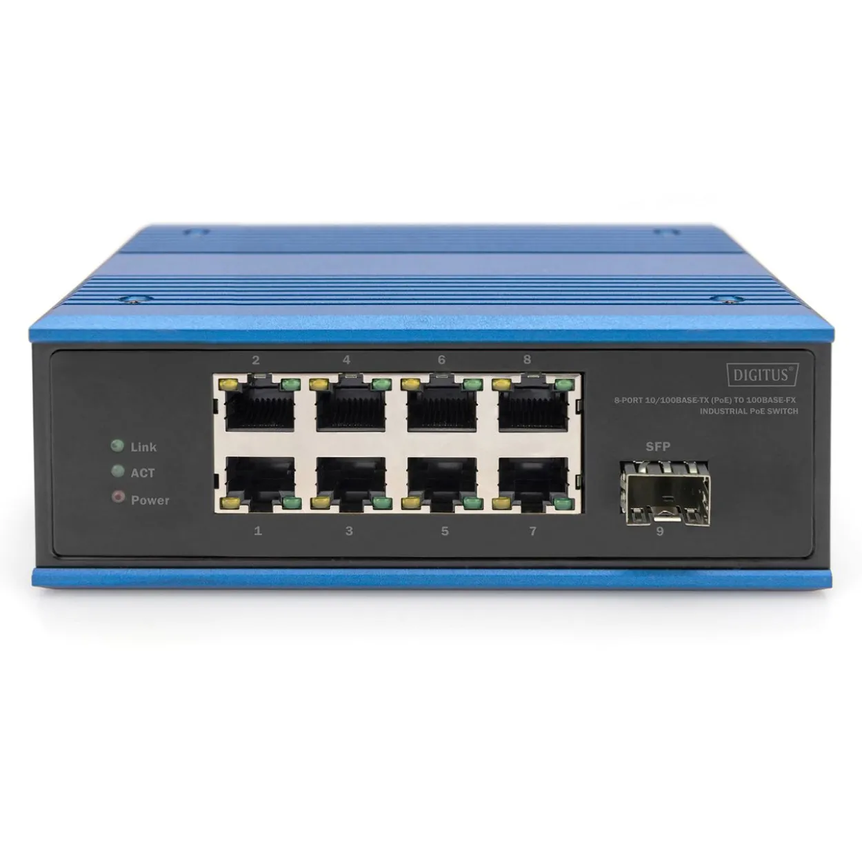 Digitus Switch Ind. 8-Port 10/100 PoE Unmanaged blau
