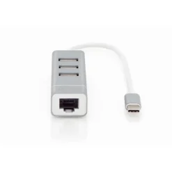 Digitus USB 2.0 auf Fast Ethernet Adapter, 3-Port USB Hub