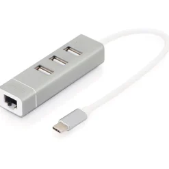 Digitus USB 2.0 auf Fast Ethernet Adapter, 3-Port USB Hub