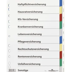 Durable Kunststoff-Register, für Versicherungen, A4, PP