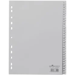 Durable Kunststoff-Register Zahlen 1-31 A4 31-teilig grau