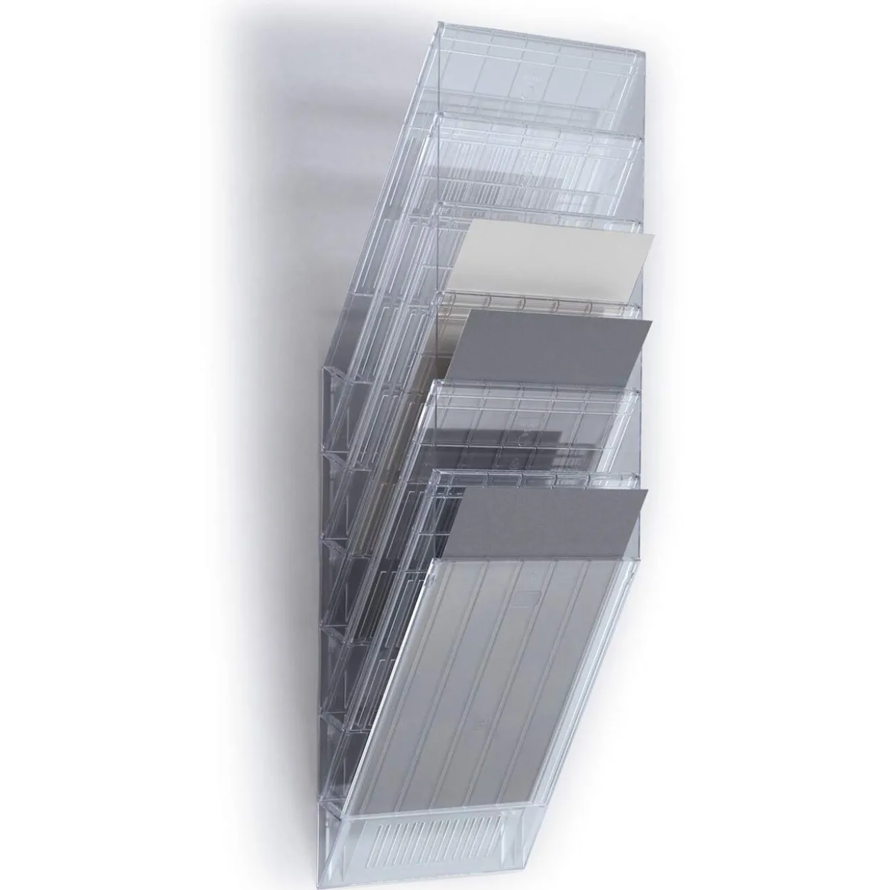 DURABLE Wandprospekthalter FLEXIBOXX transparent DIN A4 hoch 6 Fächer