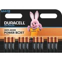 DURACELL Batterien Optimum Alkali-Mangan Micro AAA 1,5 V, 12 St.