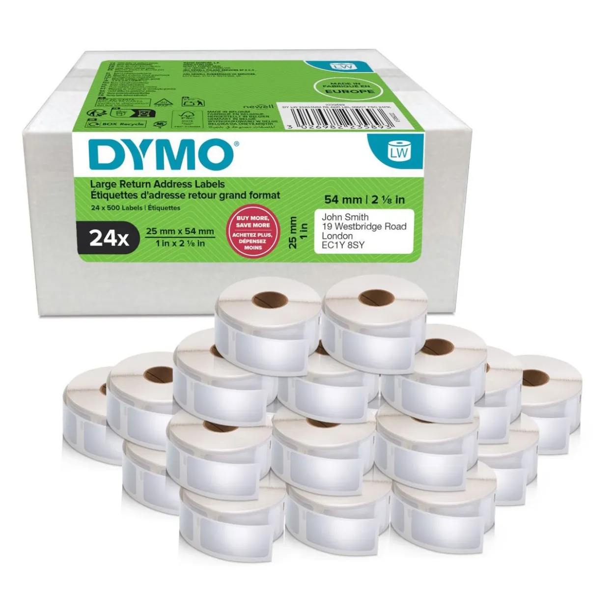 Dymo LW-Rücksendeetiketten Vorteilspack 25x54mm 24Rl 500Stk