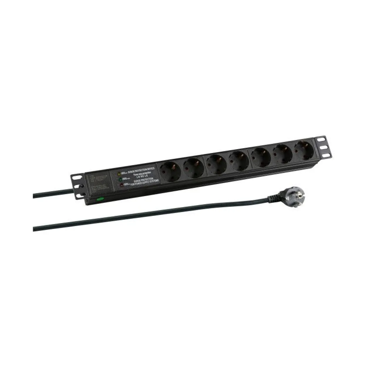 EFB 19" 1HE Steckdosenleiste 7xCEE 7/3 mit ÜSS, in Alu, sw