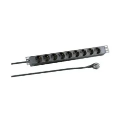 EFB 19" 1HE Steckdosenleiste 9xCEE 7/3 ohne Schalter, in Alu, sw