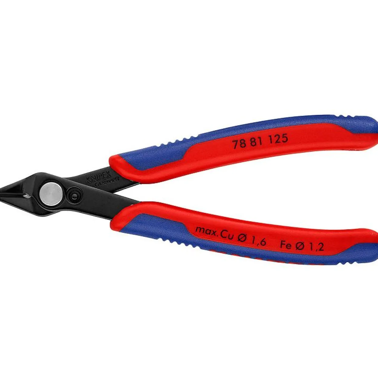 Elektron.Seitenschneider brün. o.Klemme L.125mm spitz KNIPEX m.Feder