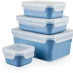 emsa Frischhaltedosen-Set CLIP & CLOSE 5,8 / 5,8 / 5,8 / 9,9 cm hoch blau 0,2 / 0,55 / 0,8 / 2,2 l, 1 Set
