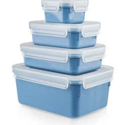 emsa Frischhaltedosen-Set CLIP & CLOSE 5,8 / 5,8 / 5,8 / 9,9 cm hoch blau 0,2 / 0,55 / 0,8 / 2,2 l, 1 Set