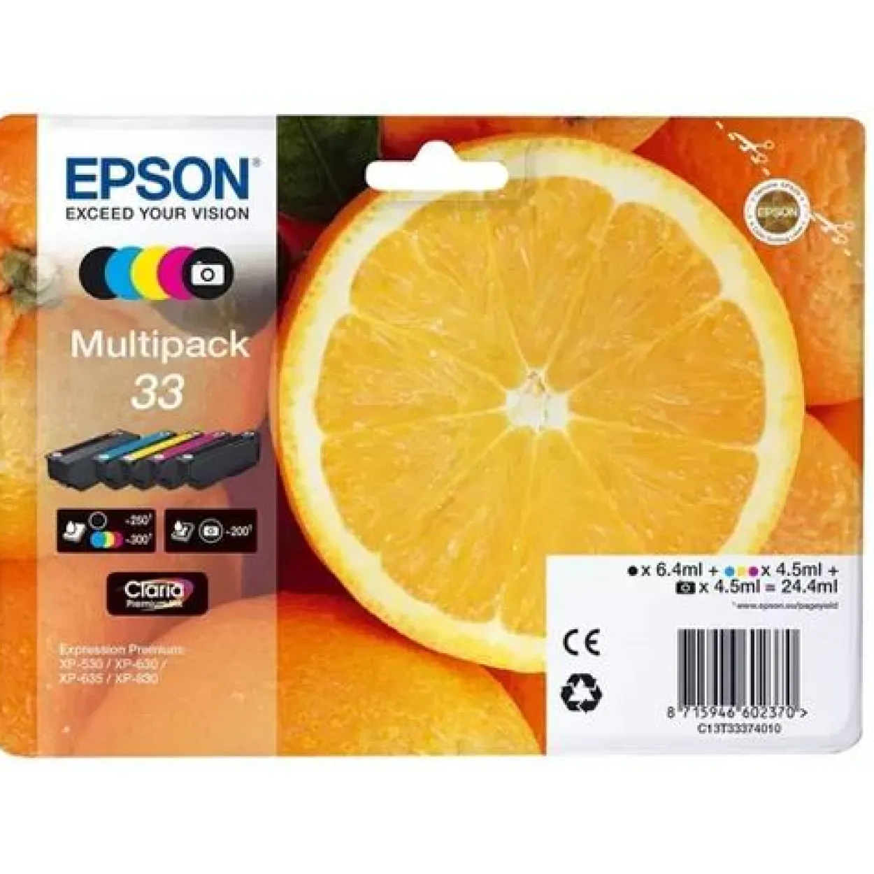 Epson Claria Premium INK 33 5-COLOUR-MULTIPACK EXPRESSION Kapazität: 24,4ML