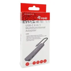 Equip Adapter USB-C->HDMI/4xUSB-C/USB-A 4K/ 60Hz 0.25m Alu.