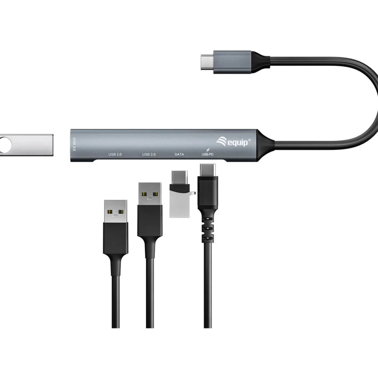 Equip USB-Hub 5-Port 3.0/C->1x3.0/2x2.0/1x3.0C/PD o.Netzteil