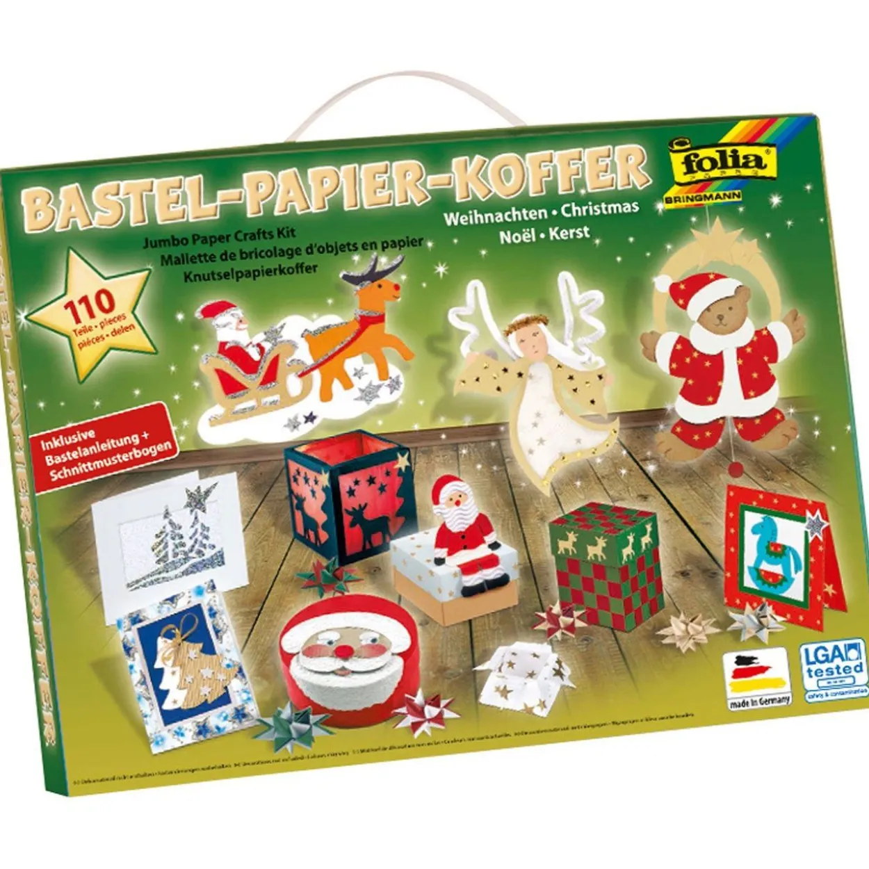 Folia Bastelpapier-Koffer "Weihnachten II", 110-teilig