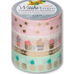 folia Deko-Klebeband Washi-Tape Hotfoil, 4er Set, gold