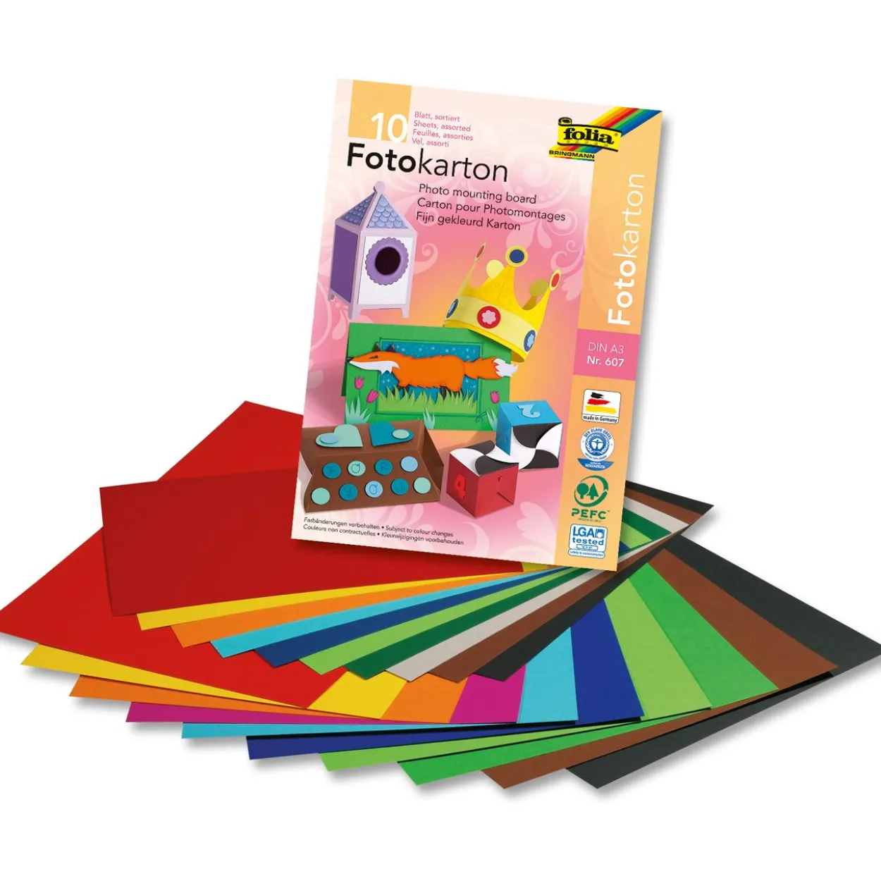 folia Fotokartonblock, DIN A3, farbig sortiert
