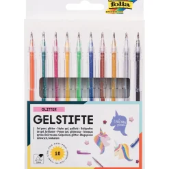 folia Glitter Gelschreiber-Set transparent 1,0 mm, Schreibfarbe: farbsortiert, 10 St.