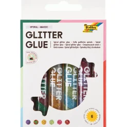 folia 6 Glitter Glue SPIRAL BASIC Klebestifte 6 x 10,5 ml
