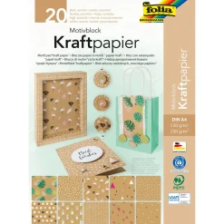 folia Motivblock Kraftpapier 1 farbsortiert 120/230 g/qm 20 Blatt
