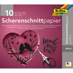 folia Scherenschnittpapier gummiert schwarz 105 g/qm 10 Blatt