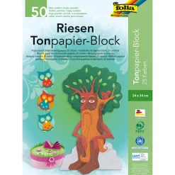 folia Tonpapier Riesen-Block farbsortiert 130 g/qm 50 Blatt