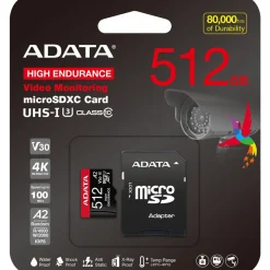 512GB ADATA High Endurance microSDXC (UHS-I U3, Class 10, V30, A2)