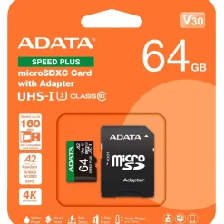 64GB ADATA SPEED PLUS microSDXC (UHS-I U3, Class 10, V30, A2)