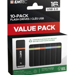 16GB EMTEC 10 USB-Sticks Flash Drives rot, gelb, blau, grün, lila