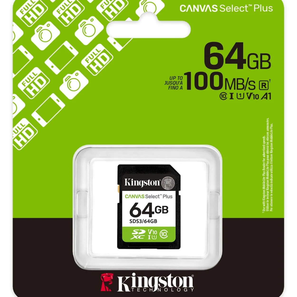 64GB Kingston Card SDXC Canvas Plus Gen3 C10 retail
