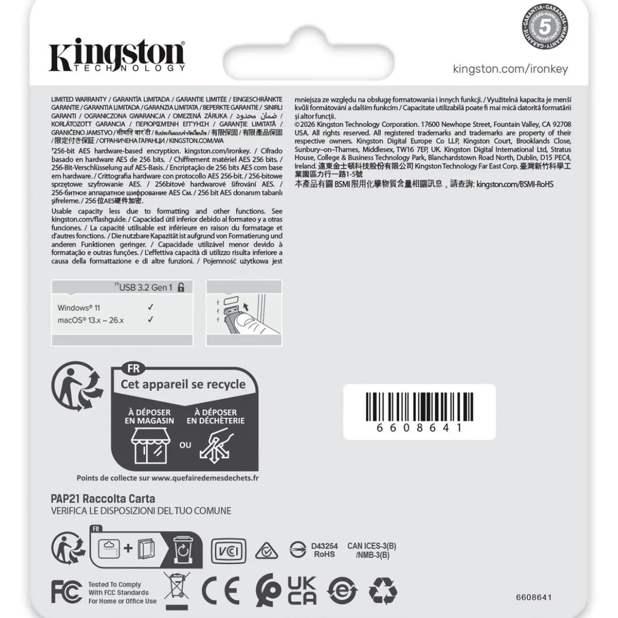 32GB Kingston IronKey Locker+ 50 G2 (anthrazit, USB-A 3.2 Gen 1)