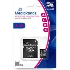 8 GB MediaRange microSDHC Class 10 Retail inkl. Adapter auf SD