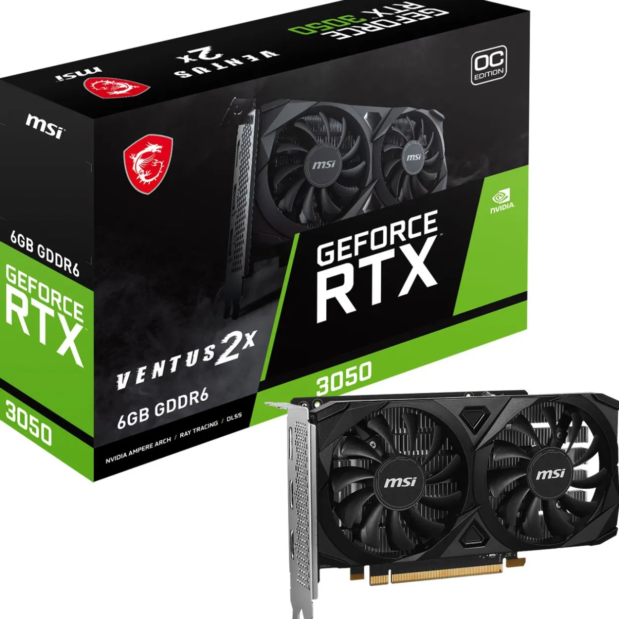 6GB MSI GeForce RTX 3050 Ventus 2X E Aktiv PCIe 4.0 x16 (x8) (Retail)