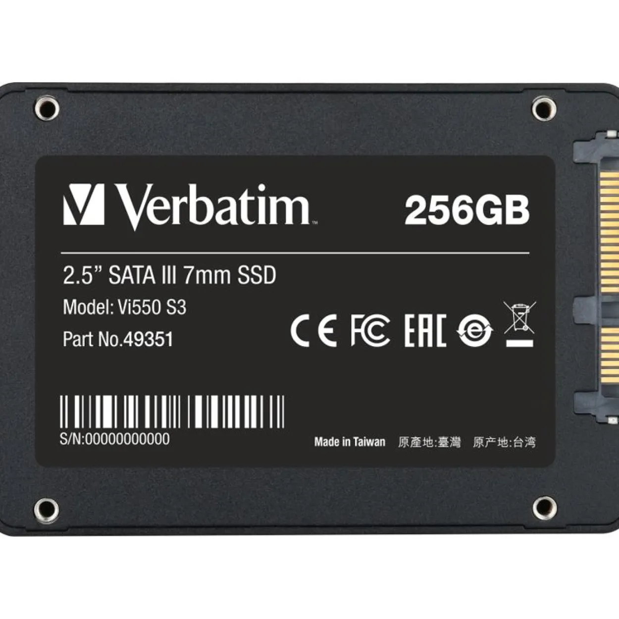 256GB Verbatim Vi550 S3 2.5" (6.4cm) SATA 6Gb/s (49351)