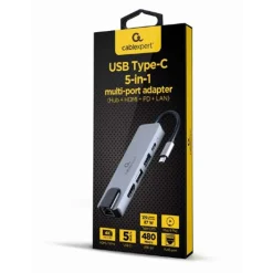 Gembird A-CM-COMBO5-04 USB Type-C 5-in-1 Multiport-Adapter (Hub + HDMI + PD + LAN)