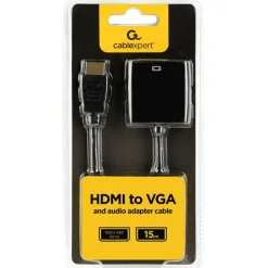 Gembird A-HDMI-VGA-03 Videokabel-Adapter 0,15 m HDMI Typ A (Standard) VGA (D-Sub) Schwarz