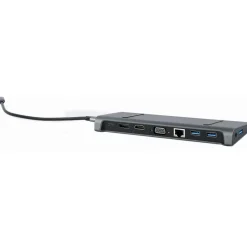 Gembird USB Typ-C 9-in-1 Kombi Adapter HUB+HDMI+DP+LAN grau