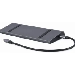 Gembird USB Typ-C 9-in-1 Kombi Adapter HUB+HDMI+DP+LAN grau