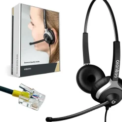 Gequdio Headset 2-Ohr für Mitel,Aastra,Poly,Gigaset-RJ Kabel