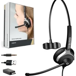 Gequdio Headset 1-Ohr mit USB für PC,MAC