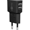 goobay Ladekabel mit Adapter schwarz, 12 Watt, 2x USB-A