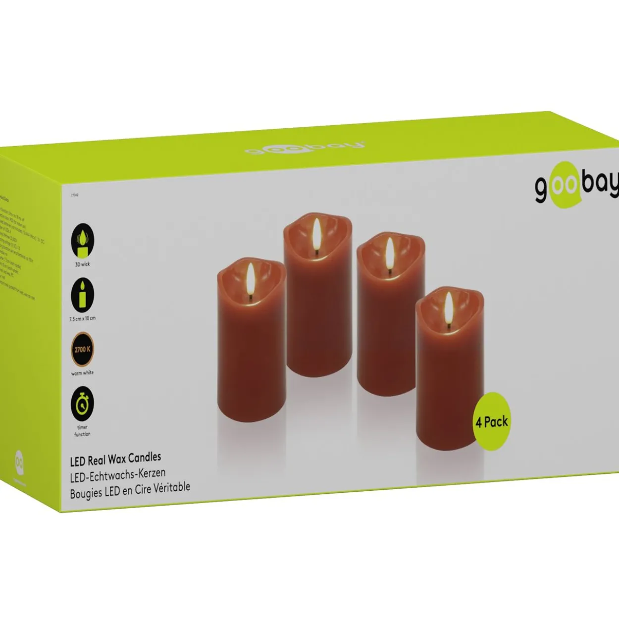 goobay LED-Kerzen rot, 4 St.