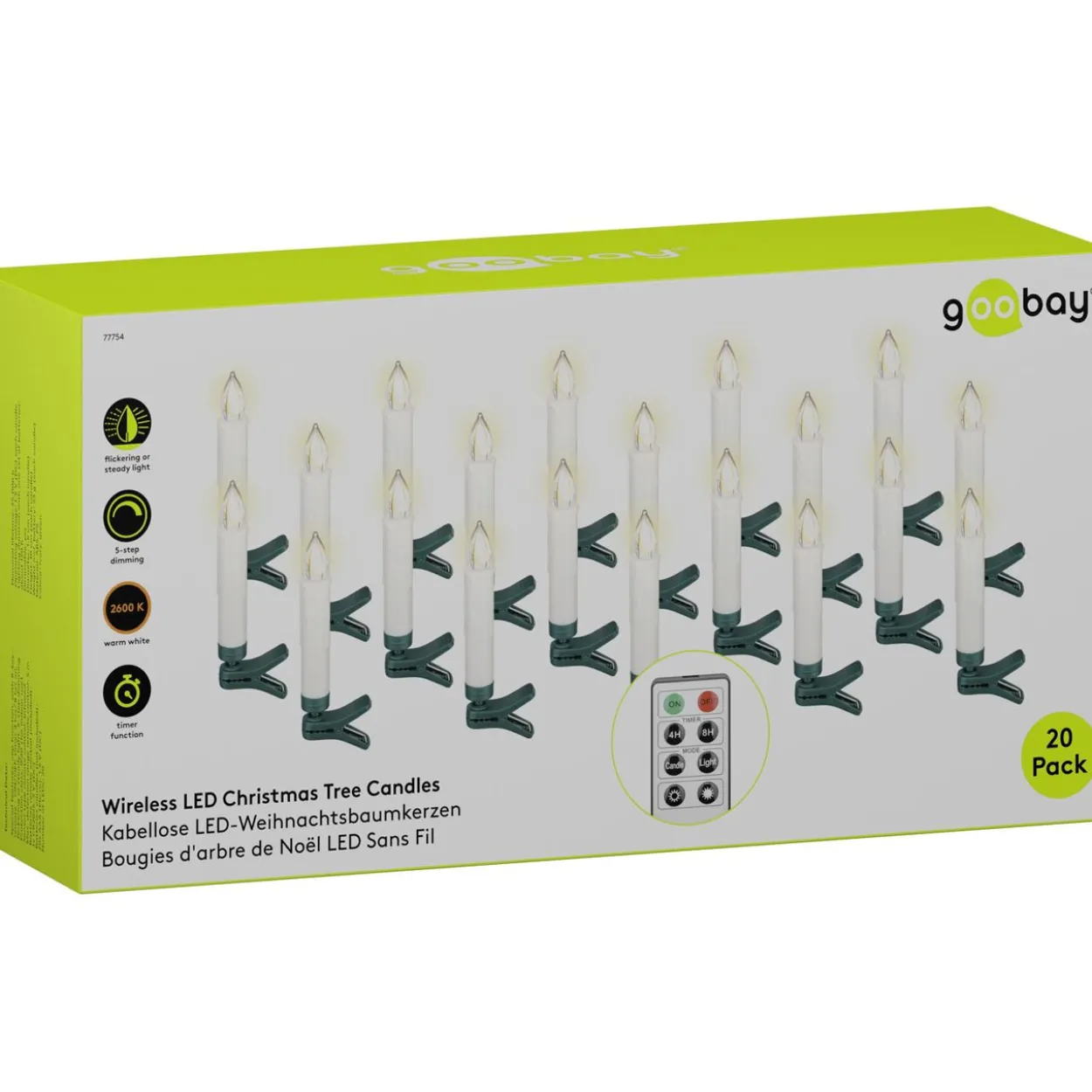 goobay LED Weihnachtsbaumkerzen weiß, 20 St.