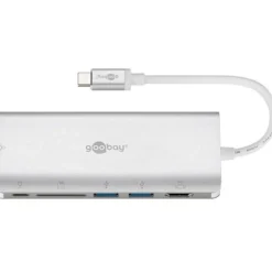 Goobay USB-C Multiport Adapter HDMI USB CR RJ45 PD (aluminium)