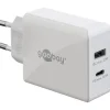 Goobay USB-C PD Dual-Schnellladegerät 30 Watt (weiß, 1x USB-A, 1x USB-C PD)