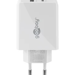 Goobay USB-C PD Dual-Schnellladegerät 30 Watt (weiß, 1x USB-A, 1x USB-C PD)