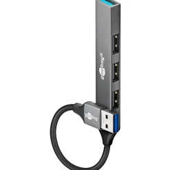 goobay USB-Hub Slim 4-Port USB-Hub, USB-A auf USB-A, 5 Gbit/s grau