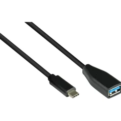 Good Connections Adapterkabel USB 3.2 Gen.1 / USB 3.0 OTG (On-the-go), USB-CÖ Stecker an USB A Buchse, schwarz, 0,1m,