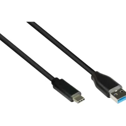 Good Connections Anschlusskabel USB 3.2 Gen.2 (10GBit/s / 3A), Stecker A an USB-CÖ Stecker, CU, schwarz, 0,5m, Good C