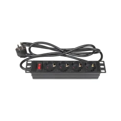 Good Connections Steckdosenleiste, 10 1HE, Schutzkontakt-Stecker an 4x Schutzkontakt-Buchse, mit Schalter, Kinderschutz, Aluminiumprofil